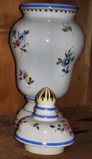 VERY LARGE FRENCH COOKIE CANDY JAR HAND PAINTED w LID#1  