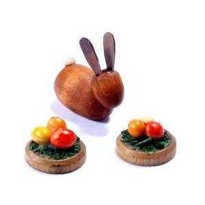  Erzgebirge Wood Miniature Easter Rabbit with Nest: Home 