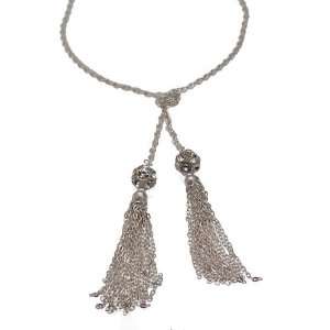  Adorn Silver Crystal Long Necklace Jewelry