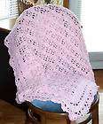 Crochet Baby Afghan Blanket Marbled Pink & White Boucle