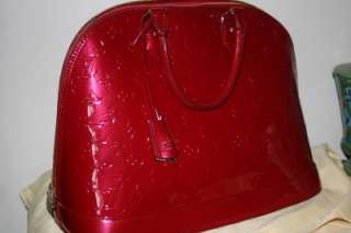 LOUIS VUITTON purse VERNIS red ALMA MM bag RED monoGRAM leather  