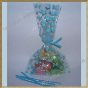   x8 Polka Dot Blue Gift Cello Bag + Twist Ties: Office Products