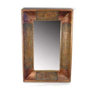  Rectangular Wood Leather Wall Mirror Decor Accent