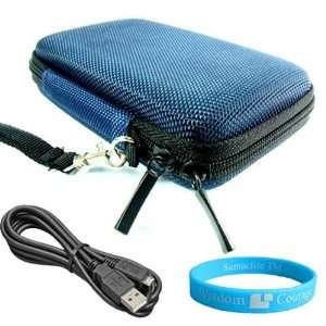  Navy Nylon Cube Zip Case for HTC HD 2 + Data Cable 