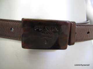 Prada Brown Leather Plastic Buckle Belt 28/70  