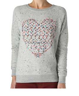 Grey (Grey) Aztec Heart Sweater  234406104  New Look