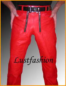 mens leather pants red/carpenter leather pants 28 29 30 32 34 36 38 40 