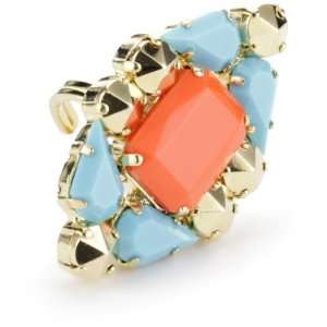 LK Designs Summer Breeze Coral Crystal Legend Adjustable Ring