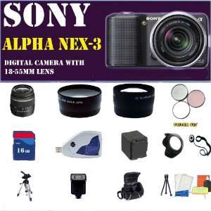 Sony Alpha Nex 3 Interchangeable Lens Digital Camera (Black) with Sony 