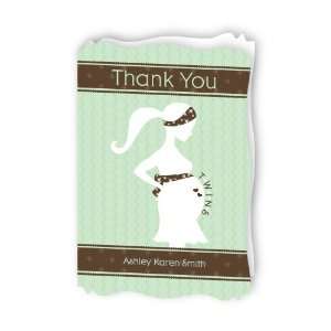 Mommy Silhouette Its Twin Babies   Personalized Baby Thank You Cards 