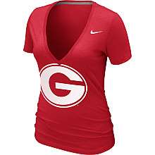 Nike Georgia Bulldogs Womens Deep V Neck Burnout T Shirt   NFLShop 