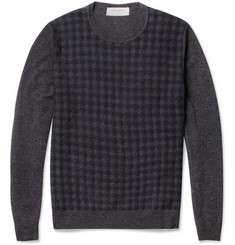 Yves Saint Laurent Houndstooth Wool and Cashmere Blend Sweater