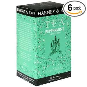  Flavored Black Teas, Peppermint Caffenine free, Case of Six 20 Tea 