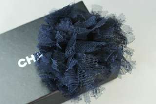   CHANEL Black Mesh Camellia Corsage Pin Brooch with Box  