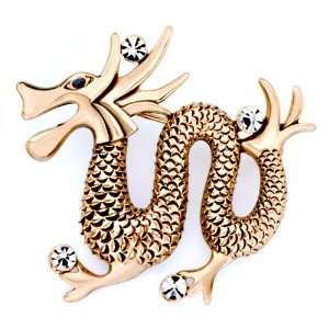   Jewelry Golden Dragon Some Clear Crystal Clear Crystal Brooches Pins