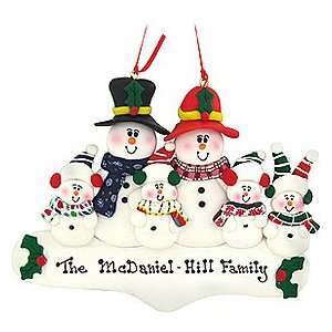  Personalized Snowmen Family Of 6 Claydough Ornament