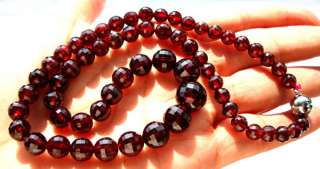 Natural Garnet Faceted Round Beads Necklace 6mm~11mm 16.5  