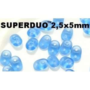  Czech Two Hole Seed Beads SuperDuo AQUA MAT 100gram (a 