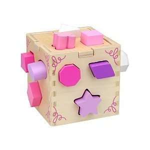  Wooden Shape Sorting Cube Pink: Toys & Games