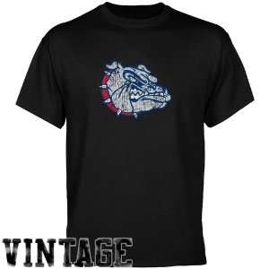  NCAA Gonzaga Bulldogs Black Distressed Logo Vintage T 