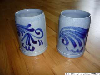 alte Bierkrüge Blau/ Grau glas. Westerwald MR Keramik  
