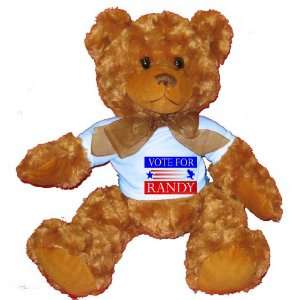 VOTE FOR RANDY Plush Teddy Bear with BLUE T Shirt Toys 