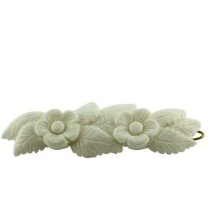 Ivory Ox Bone Handmade Ponytail Holder Hair Clip with Daisy Flower 