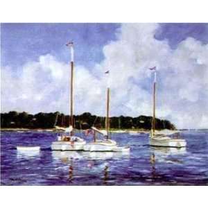 Moored Cat Boats Poster Print 