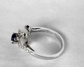   GOLD 1.38 CT SAPPHIRE+PAVE DIAMOND BYPASS RING~SUPERB QUALITY  