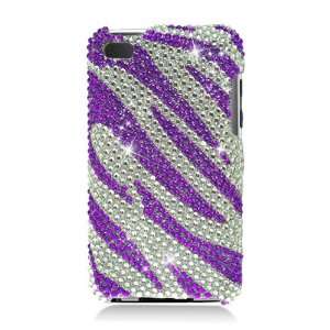  For Ipod Touch 4 Full Cs Diamond Case Purple Zebra Cell 