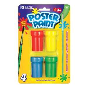  BAZIC 4 Color 18ml Poster Paint w/ Brush, Case Pack 144 