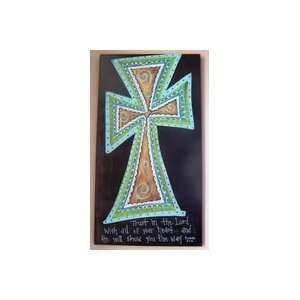Hand Painted Wood Cross Wall Hanging 
