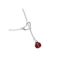 Mini Red Translucent Ladybug Heart Lariat Charm Necklace [Jewelry]