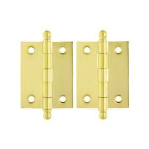  Pair of Solid Brass Loose Pin Cabinet Hinges   2 x 1 1/2 