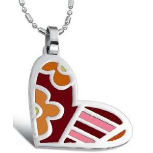  Stainless Steel Colored Love Heart Girls Pendant Necklace 