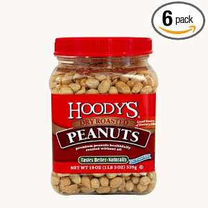 Hoodys Dry Roasted Peanuts, 19 Ounce Plastic Jars (Pack of 6)  