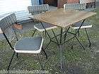 Vintage 1950s Dinette Set Black Iron Legs Table Three Chairs