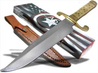 Large Carbon Steel Blade Bone Handle Bowie Knife  