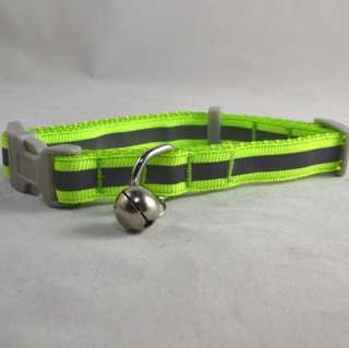 Dogs Puppies REFLECTOR Bell Buckle Nylon Reflective Collar 5 Colors SZ 