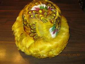 Vintage Pheasant Feather Hat, Gold, 6H, Stunning  