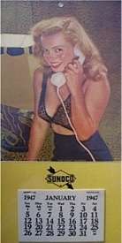 Marilyn Monroe Ad Calendar Sunoco 1st Pinup Right Number 1947 Golden 