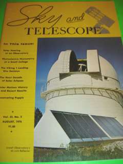 SKY & TELESCOPE AUG 1976 ~ SOLAR HEATING POLAR MOTION +  