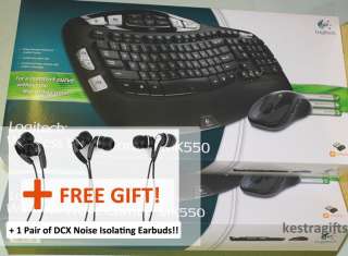 NEW! Logitech MK550 Wave Ergonomic Wireless Keyboard Mouse Combo w 