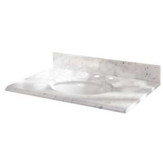 49 in. W Marble Vanity Top with white bowl and 8 in. Faucet Spread in 