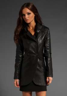 SOIA & KYO Teisha Leather Trench Jacket in Black  