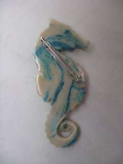   Seahorse Pin Marbled Blue Green & Cream Sea Dragon Brad Elfrink  