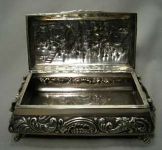 Antique 830 Silver Footed Jewelry Box Holland  