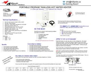Portable Propane Tankless Water Heater   Marey 1.5 GPM / 5 LPM  
