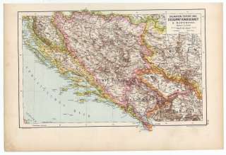 Kroatien Dalmatien Bosnien Montenegro Serbien   Landkarte Map 