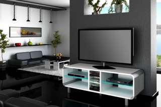 16   TV Lowboard Retro   Hochglanz Weiß oder Schwarz mit LED 